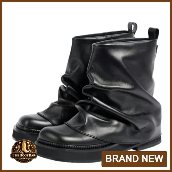 Slouchy Ankle Boots Pull On Wide Calf Chunky Low Heel Platform Casual